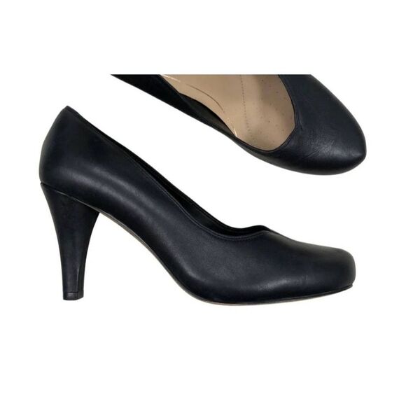 New Clark's Collection AMBYR Joy black leather high heel business size 8 NWT - Picture 5 of 6